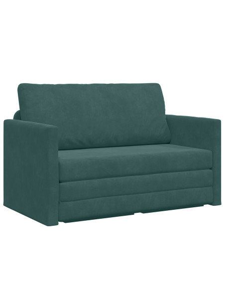Divano Letto a Terra 2-in-1 Verde Scuro 124x204x61 cm Velluto