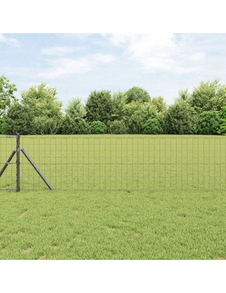 Euro Fence con 7 Post 0.4x10 m Acciaio Zincato Grigio