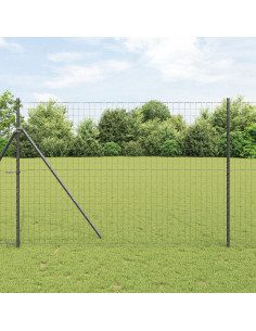 Recinzione con Posto Grigio 1,6 x 10 m Acciaio e PVC