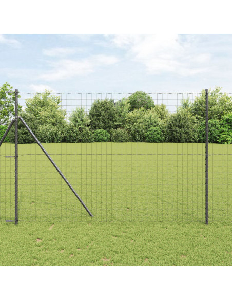 Recinzione con Posto Grigio 1,6 x 10 m Acciaio e PVC