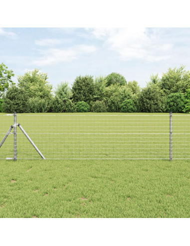 Recinzione con Posto Argento 0,4 x 10 m Acciaio e PVC