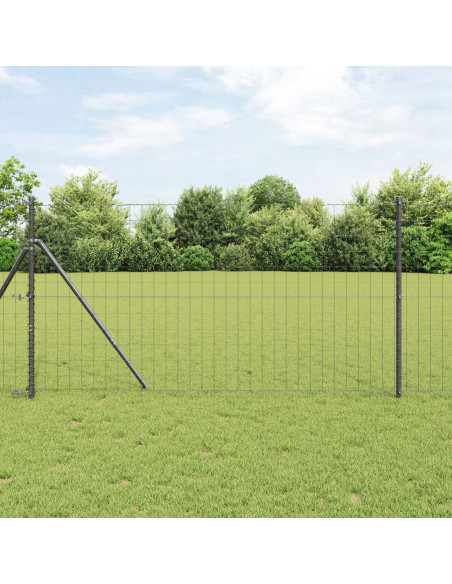 Recinzione con Posto Grigio 1,2 x 25 m Acciaio e PVC