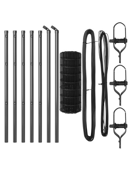 Recinzione con Posto Grigio 0,4 x 50 m Acciaio e PVC