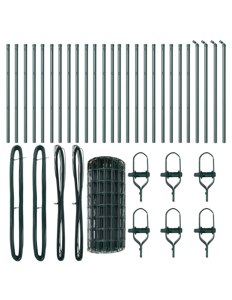 Euro Fence con 13 Post 0.6x50 m Acciaio zincato Verde