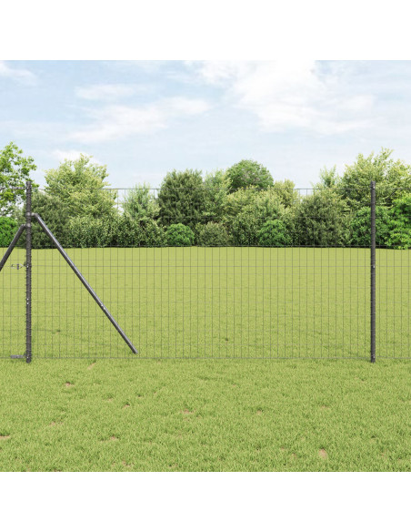 Recinzione con Posto Grigio 1,2 x 10 m Acciaio e PVC