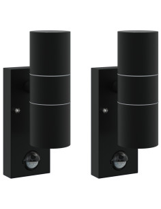 Lampada da Parete Esterna 2 pcs Nero 7 x 10 x 22 cm