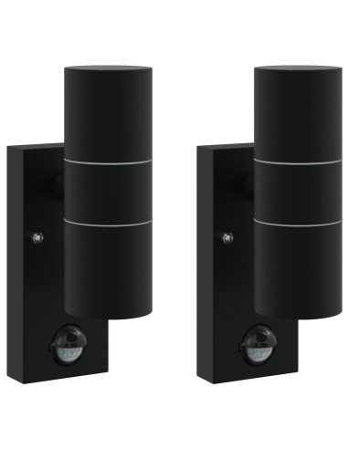 Lampada da Parete Esterna 2 pcs Nero 7 x 10 x 22 cm