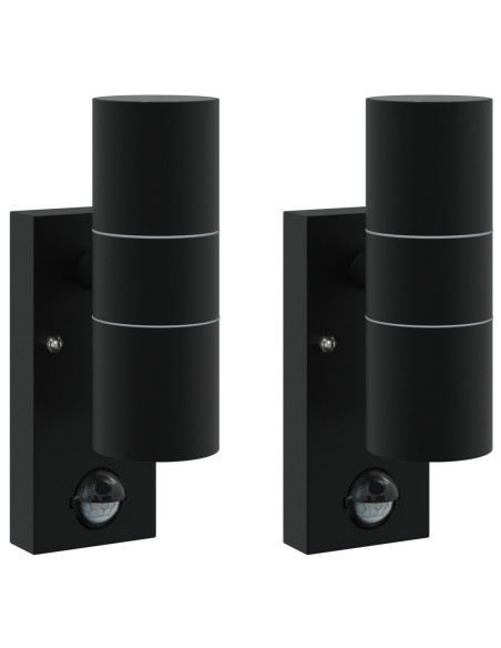 Lampada da Parete Esterna 2 pcs Nero 7 x 10 x 22 cm