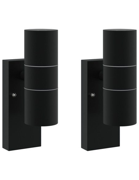 Lampade da Parete Esterne 2 pz Acciaio Inossidabile Nero IP44