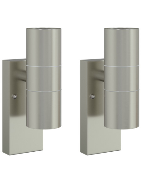 Lampade da Parete Esterne 2 pz Argento Acciaio Inossidabile IP44