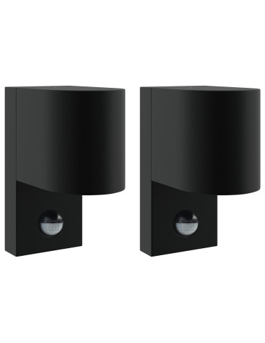 Lampada da Parete Esterna 2 pcs Nero 12 x 7 x 15 cm