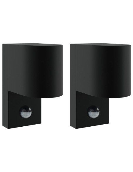 Lampade da parete esterne con sensore 2 pz Acciaio inossidabile nero IP44