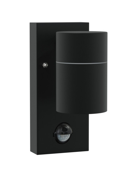 Lampada da Parete  con Sensore Nera Acciaio Inossidabile IP44