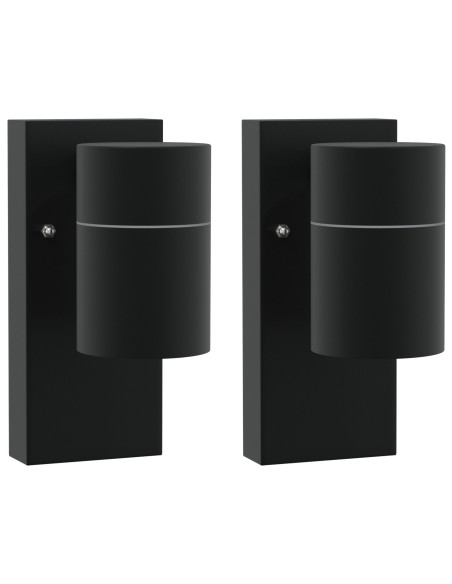 Luci da muro esterne  2 pcs Acciaio Inossidabile Nero IP44