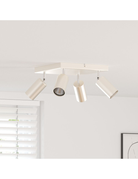 Faro da soffitto  4 Vie Regolabili Nichel Spazzolato GU10