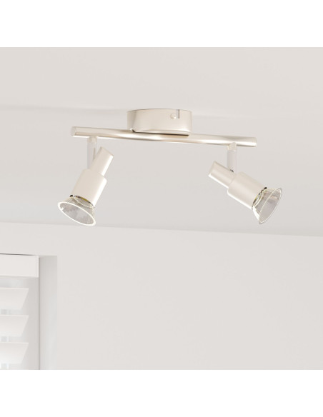 Faretto da Soffitto  2 Vie Regolabile Nickel Spazzolato GU10