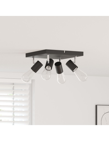 Faretto da soffitto  4 vie regolabili nero E27