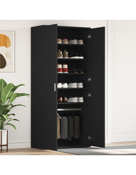 Mobile per scarpe Nero 80x39x180 cm Legno ingegnerizzato