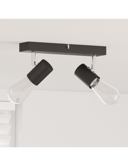 Faretto da soffitto  2 Vie Regolabili Nero E27