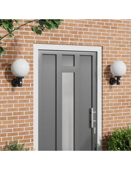 Luci da Parete da Esterno  con Sensore 2 pz Acciaio Inossidabile Nero IP44