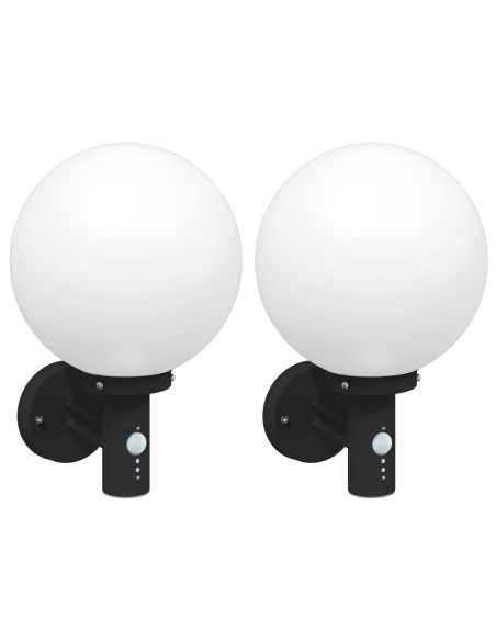 Luci da Parete da Esterno  con Sensore 2 pz Acciaio Inossidabile Nero IP44