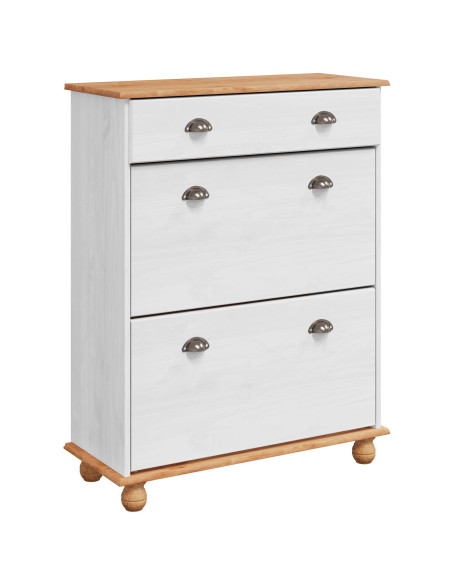 Armadio per scarpe  ASKIM Bianco 85x35x108 cm in legno massello di pino