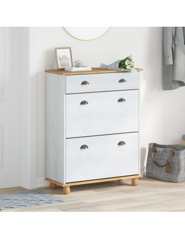 Mobile per scarpe ASKIM Bianco 85 x 35 x 108 cm Pino massello