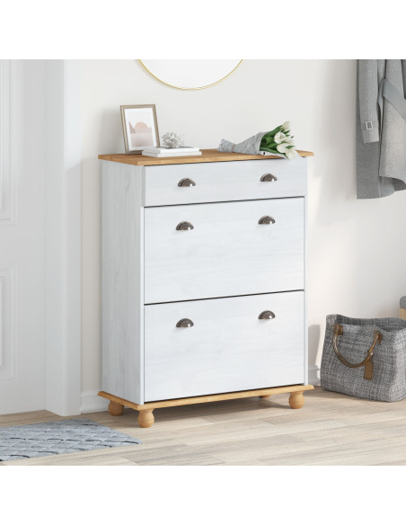 Armadio per scarpe  ASKIM Bianco 85x35x108 cm in legno massello di pino