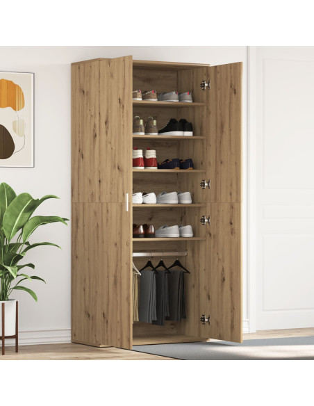 Armadio per Scarpe  Rovere Artigianale 80x39x180 cm Legno Ingenerizzato