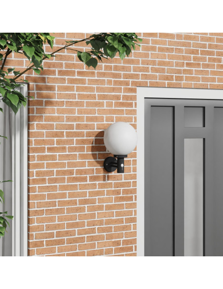 Lampada da Parete Esterno con Sensore Nera Acciaio Inossidabile IP44