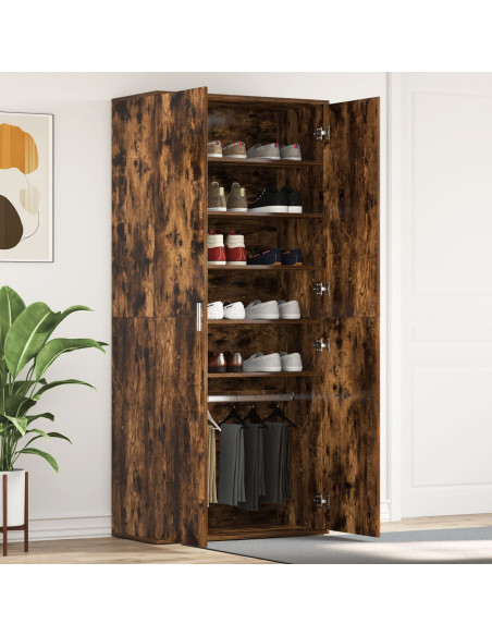 Mobile per Scarpe  Rovere Affumicato 80x39x180 cm Legno Ingegnato