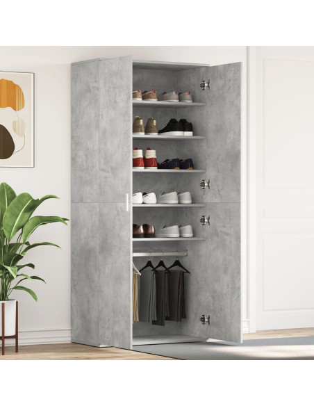 Mobile per Scarpe Grigio Cemento 80x39x180 cm Truciolare