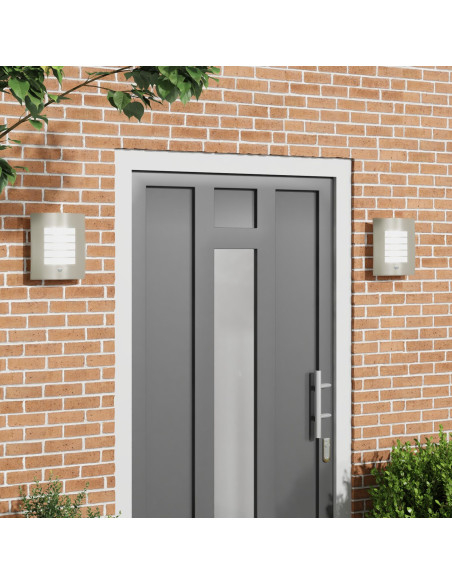 Lampade da parete esterne con sensore 2 pz Acciaio inox Argento IP44
