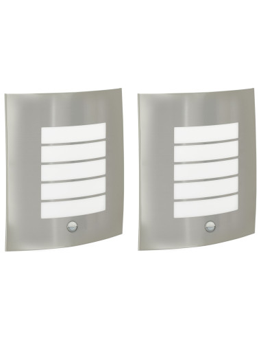 Lampada da Parete Esterna 2 pcs Argento 23.5 x 9 x 26 cm