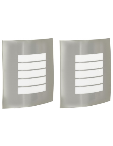 Lampada da Parete Esterna 2 pcs Argento 23.5 x 9 x 26 cm