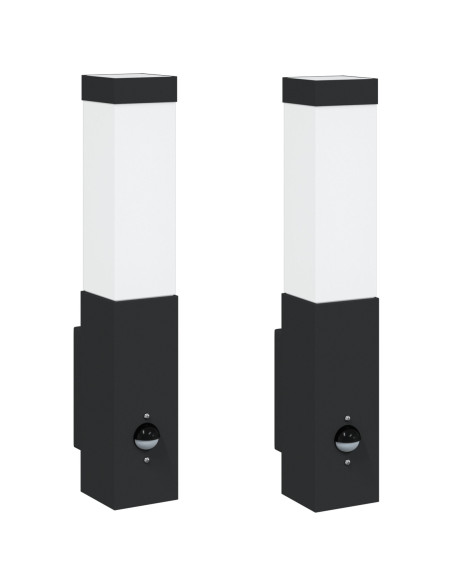Luci da Parete da Esterno con Sensore 2 pz Acciaio Inossidabile Nero IP44