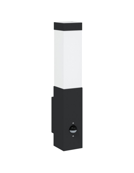 Luce da Parete Esterno  con Sensore Nera Acciaio Inossidabile IP44