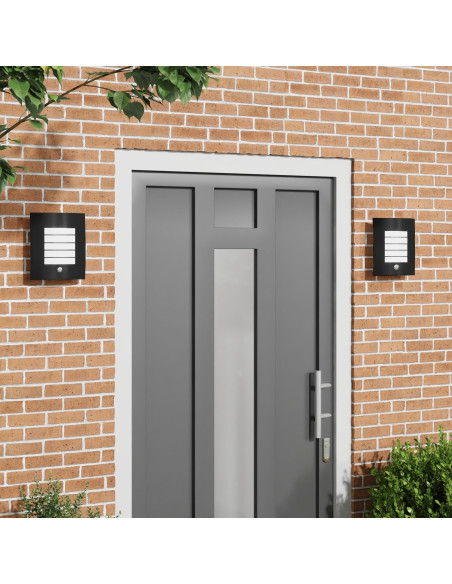 Lampade da Parete Esterne con Sensore 2 pz Nero Acciaio Inossidabile IP44