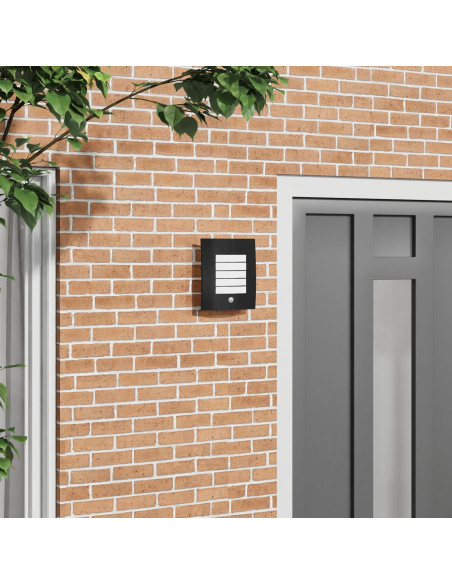 Lampada da parete esterna  con sensore 2 pz in acciaio inox nero IP44