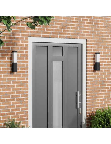 Lampade da Parete Esterno  2 pz Acciaio Inossidabile Nero IP44