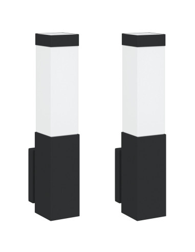 Lampada da Parete Esterna 2 pcs Nero 10.5 x 6 x 33 cm