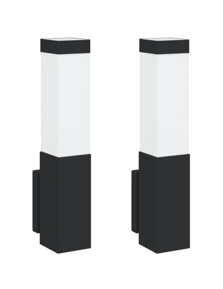 Lampade da Parete Esterno  2 pz Acciaio Inossidabile Nero IP44