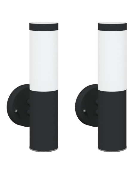 Lampada da Parete Esterna 2 pcs Nero 15 x 7,5 x 33 cm
