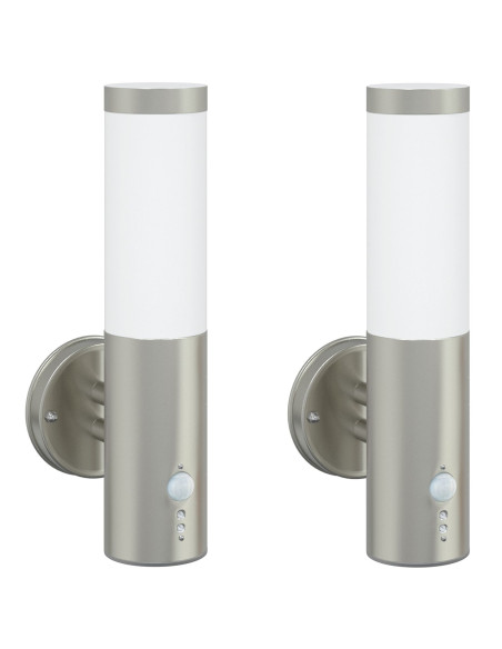 Lampada da Parete da Esterno con Sensore 2 pezzi Argento Acciaio Inossidabile IP44