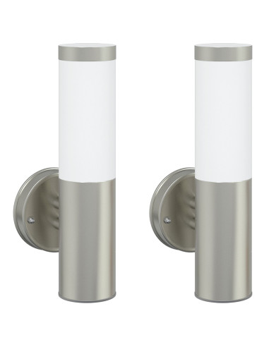 Lampada da Parete Esterna 2 pcs Argento 15 x 7,5 x 33 cm