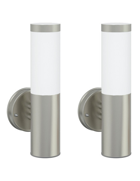Luce da Parete Esterno 2 pezzi Acciaio Inossidabile Argento IP44