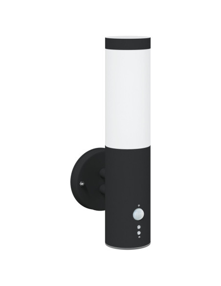 Lampada da Parete Esterna  con Sensore Nera Acciaio Inossidabile IP44