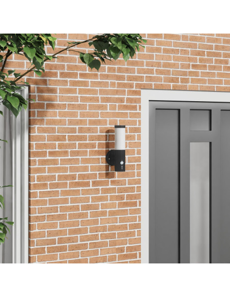 Lampada da Parete Esterna  con Sensore Nera Acciaio Inossidabile IP44