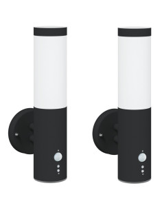 Lampada da Parete Esterna 2 pcs Nero 15 x 7,5 x 33 cm