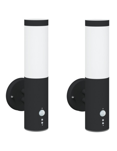 Lampada da Parete Esterna 2 pcs Nero 15 x 7,5 x 33 cm